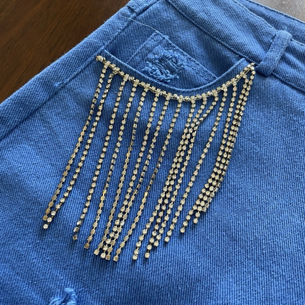 Blue B Women's High Rise Rhinestone Fringe Shorts - Small Cowgirl Rodeo Festival - Picture 7 of 13